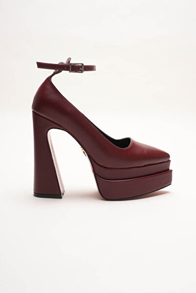 Ayakkabı Ateşi Жіночі бордові черевики з подвійною платформою, спеціальний ди...