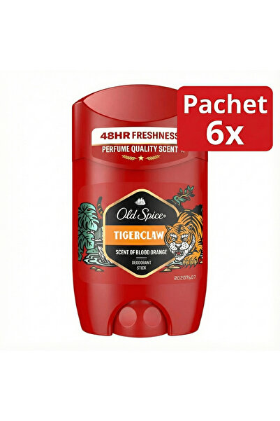 Old Spice Комплект от 6 броя дезодорант стик Tiger Claw, за мъже, 48-часова с...
