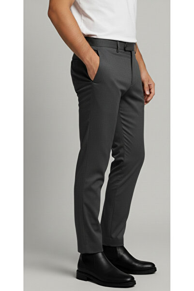 Bürke Men's Anthracite Color Quality Fabric Trousers