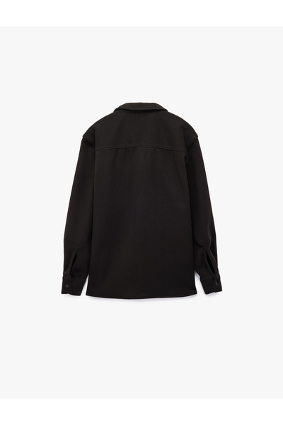 Koton Viscose Blend Pocket Detailed Long Sleeve Buttoned Classic Collar Shirt Jacket