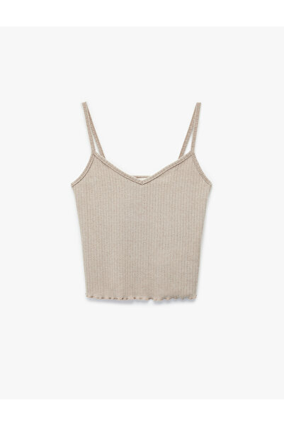 Koton V-Neck Slim Fit Suspender Pajama Top