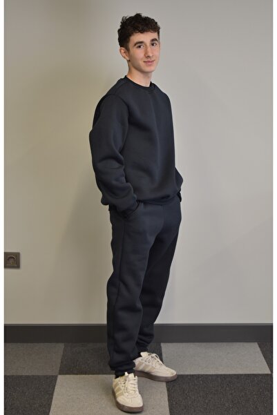 Banadamoda Σετ αθλητικών φορμών Unisex Relax Fit από βαμβακερό 3-κλωνο μαλακό υφή με φλις εσωτερικά και λαιμόκοψη