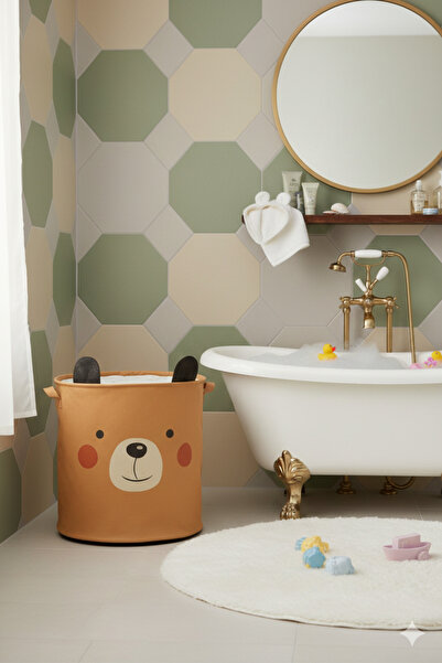 HomyJRs Bear Design Mesh Baby Kids Room Organizer Storage Box Toy Dirty Laundry Basket 37X40