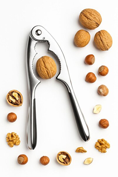 Funny Life Washable Home Stainless Steel Walnut Cracker - Almond Nut Cracker Metallic