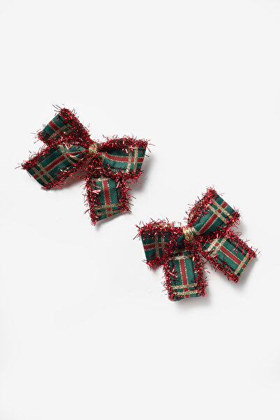 Le Mabelle Green Tassel Detailed Plaid Girl's Clip Buckle