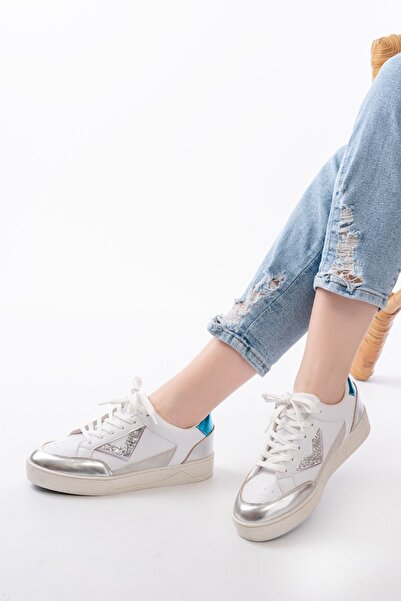 Zerenyus Zri̇n-01 Premium White Garni Lace-Up Women's Sneaker