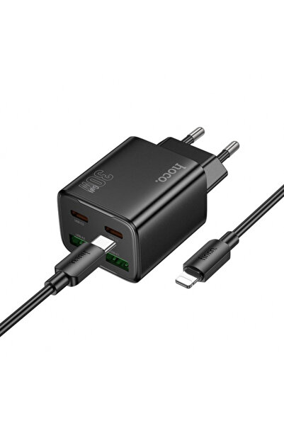 Apple Incarcator Retea Cu Cablu Lightning HOCO N56, 30W, 3A, 2 x USB-A - 2 x ...