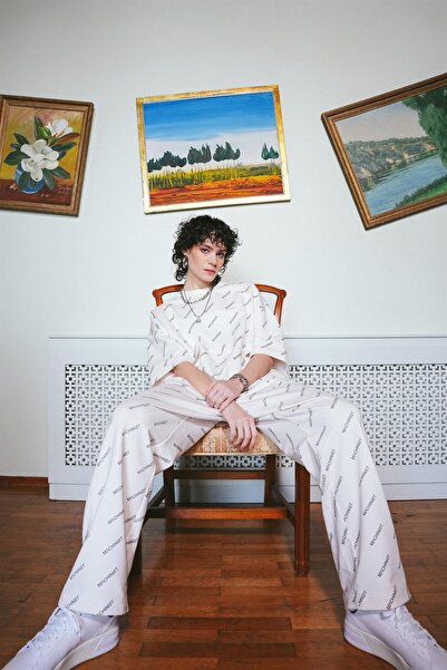 Machinist Men's Mchnst Printed Oversized T-Shirt Optical White