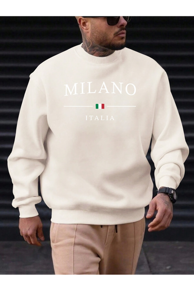 uyguntarz Unisex Milano Italy Design Printed Crew Neck Sweatshirt