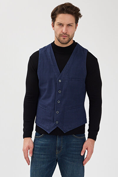 ABOUT US Modern Fit Buttoned V-Neck Vest # Yl4425