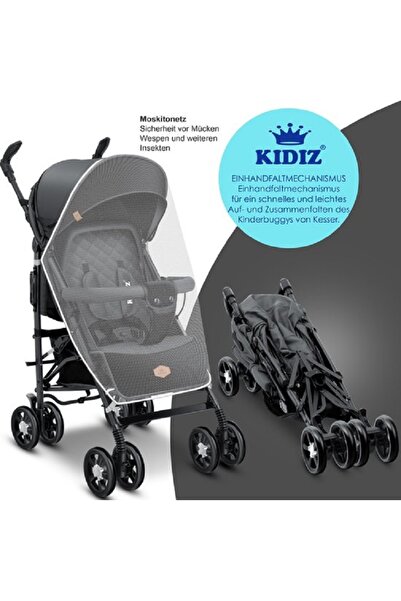 Kidiz KIDIZ® City-Pro Buggy Stroller Foldable and Reversible Anthracite
