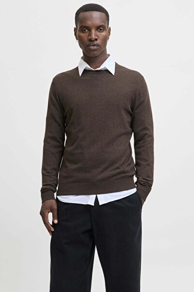 Jack & Jones Men's Brown Sweater Model Code: (12208364) Jjeemıl Knit Crew Neck Noos
