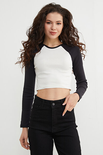 Fulla Moda Basic Raglan Sleeve Crop Bodysuit