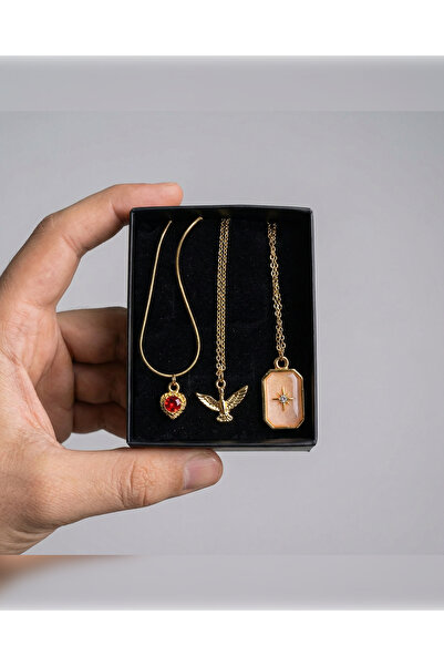 PURE BERRY %100 ÇELİK KARARMAZ 3'LÜ KOLYE SETİ KUTULU GÖNDERİM HEDİYE DOĞUM G...