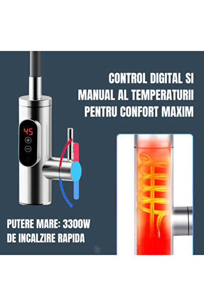 Rasov Instant tap 3300W stainless steel LED 360 rotation