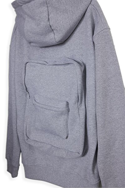 Tudors Ανδρικό φούτερ με άνετη εφαρμογή, βαμβακερό, με φερμουάρ, τσέπη καγκουρό, γκρι φούτερ