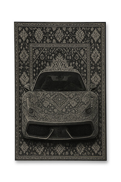 Rugs Modern Halı MOSSO Araba Temalı Desen Dokuma Taban Vintage Dekoratif Halı...