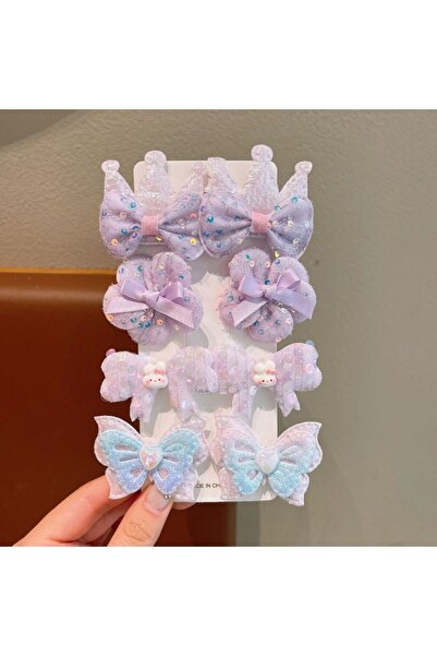 Generic 4 أزواج من مشابك الشعر على شكل تاج فراشة للفتيات بطابع أميري - أرجواني