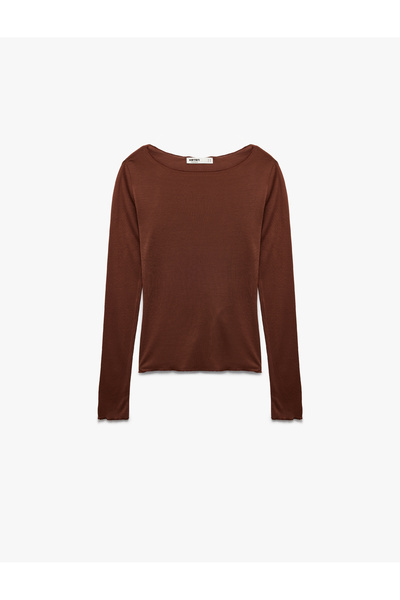 Koton Comfortable Fit Long Sleeve U-Neck Viscose Pajama Top