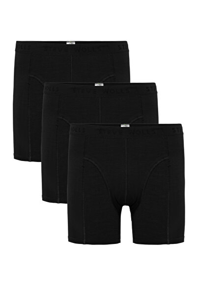 Steve Wolls Erkek Büyük Beden 3’lü Siyah Uzun Paça Bambu Boxer - 25206