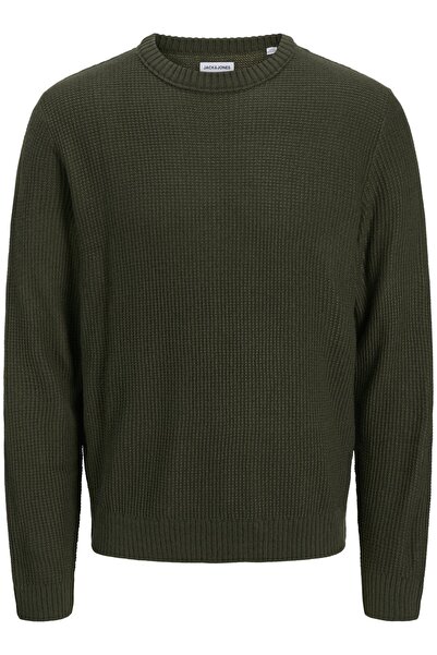 Jack & Jones Men's Camouflage Green Sweater Model Code: (12279278) Jjroy Knit Crew Neck Aw25