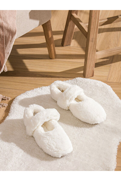 LC Waikiki Steps Ecru Plush Women's Home Shoes