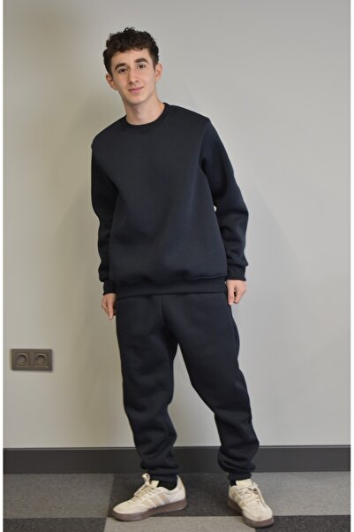 Banadamoda Σετ αθλητικών φορμών Unisex Relax Fit από βαμβακερό 3-κλωνο μαλακό υφή με φλις εσωτερικά και λαιμόκοψη