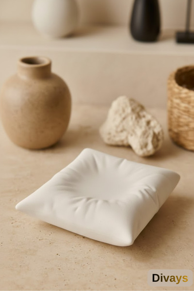 DİVAYS Handmade Ceramic Pillow Patterned Serving Plate | Breakfast, Dessert, Presentation Plate