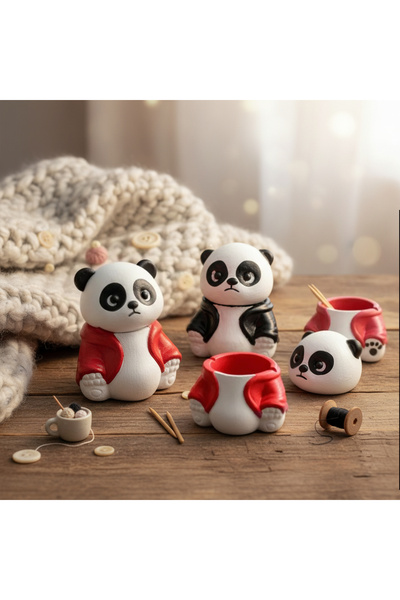 Axnur El Yapımı Dekoratif Sevimli Panda Küllük Biblo Süs