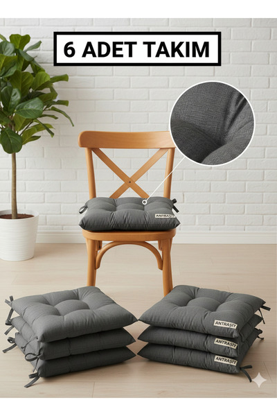 Mirayra Tekstil 6 штук подушки для стільців, з ремінцями, розміром 40x40