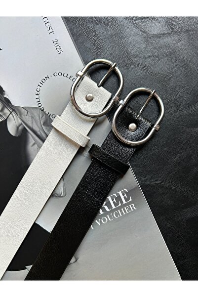 LİA KEMER حزام نسائي فضي اللون بنمط حلقة مستديرة مكون من قطعتين، حزام للسترة،...