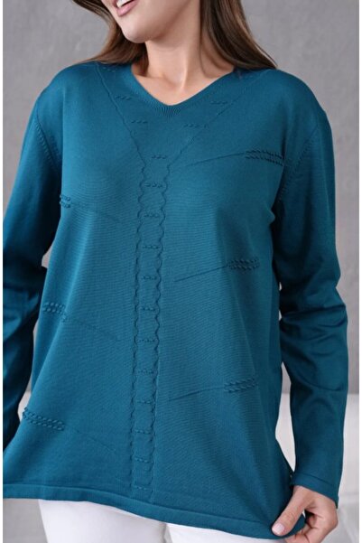 Fresh&Moda Women's Mother Stretchy Soft Textured V-Neck Slim Knitwear Sweater