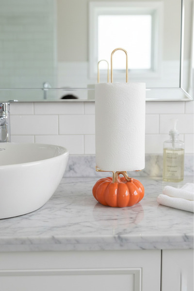 Al Ver Gülüm Pumpkin Figured Paper Towel Holder Kitchen Bathroom Decorative Napkin Holder Modern Roll Towel Stand Gold Color