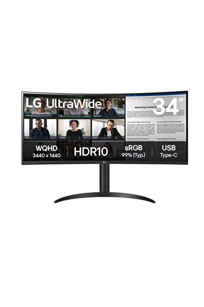 LG 34WR55QK-B 34” 100Hz 5ms GtG WQHD(3440x1440) USB Type-C Siyah Kavisli Pivot Monitör
