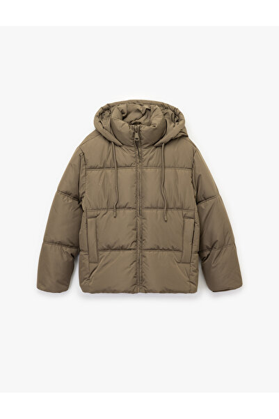 Koton Long Sleeve Pocketed Zippered Water Repellent K Hooded Anorak Puffer Jacket