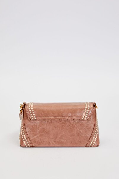 Levidor Authentic Phaeton Women's Shoulder Bag with Metal Logo and Ethnic Pattern Detail Lv930575 Dusty Rose