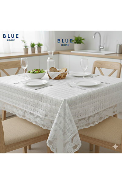 Blue Home 🆕 Straw Pattern Lace Look Easy to Clean Liquid Proof Hole-Free Pvc Tablecloth 120 X 150