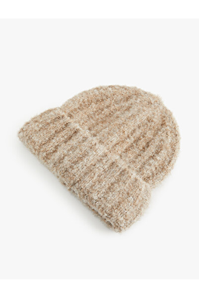 Koton Soft Textured Fold Detailed Knitted Beanie