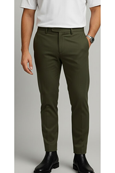 Bürke Men's Khaki Color Quality Fabric Trousers with Ties