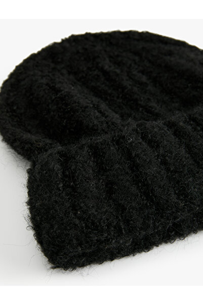 Koton Soft Textured Fold Detailed Knitted Beanie