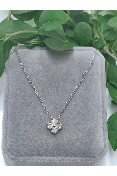 argint 925 BLACK/WHITE CLOVER NECKLACE