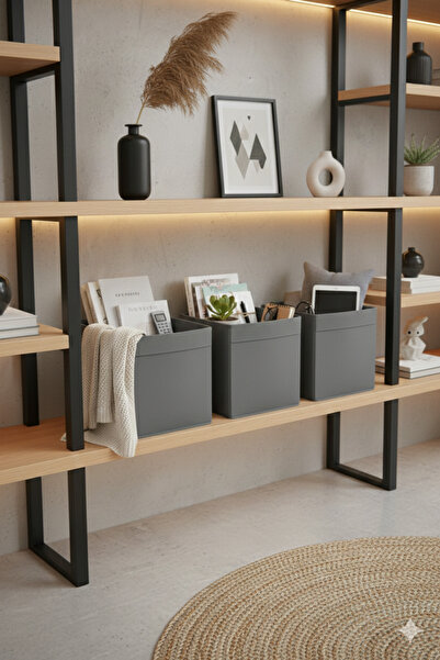 HomyJRs 3 Pcs Gray Lidless Box Multi-Purpose Organizer Office Stationery Toy Box 30 X 30