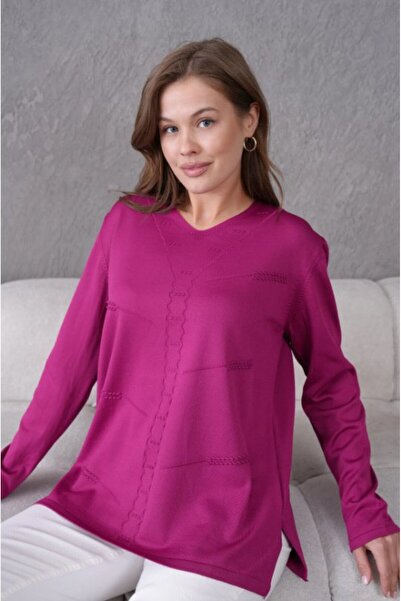 Fresh&Moda Women's Mother Stretchy Soft Textured V-Neck Slim Knitwear Sweater