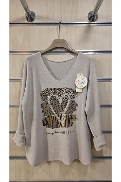 Park Moda Πλεκτό πουλόβερ με σχέδιο καρδιάς με πέτρες