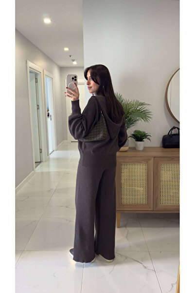 BİRCANÇİL Md Hugs Coffee Zippered Hooded Set