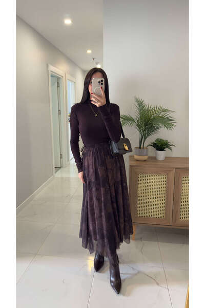 BİRCANÇİL Thomas Brown Patterned Skirt