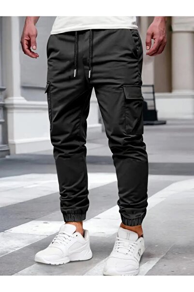 SERAZAT Stretch Fabric Cotton Pants, Pack of Cargo Pocket with Elastic Waist and Cuffs