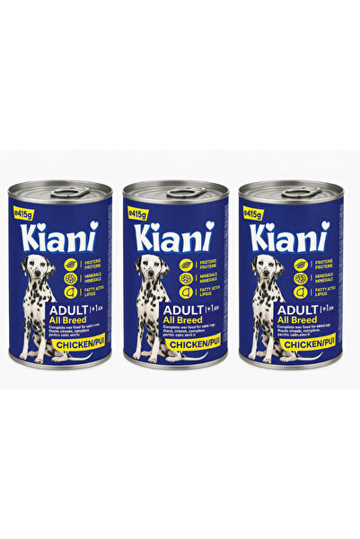 KİANİ Set 3 bucati - Hrană umedă pentru câini adulți cu pui (toate rasele) 415g