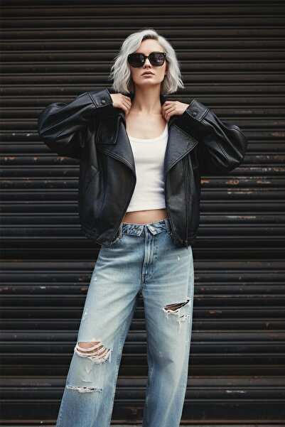 Delpino Oversize Women's Leather Jacket