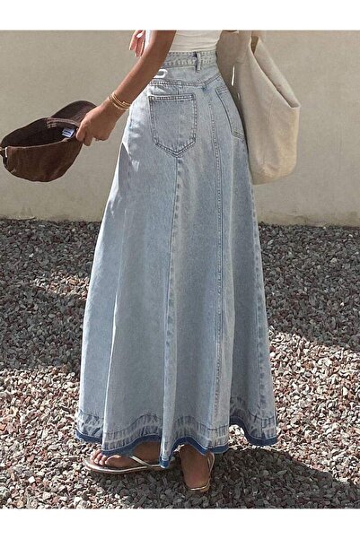 VELLICHOR Women's A-Shaped Blue Denim Skirt